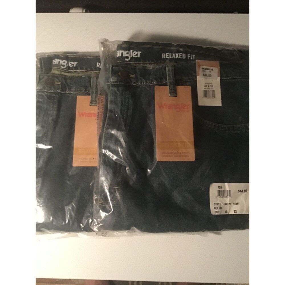 Lot of 2 Wrangler Men's Relaxed Fit Jeans Size 40x32 NWT Dark Wash New